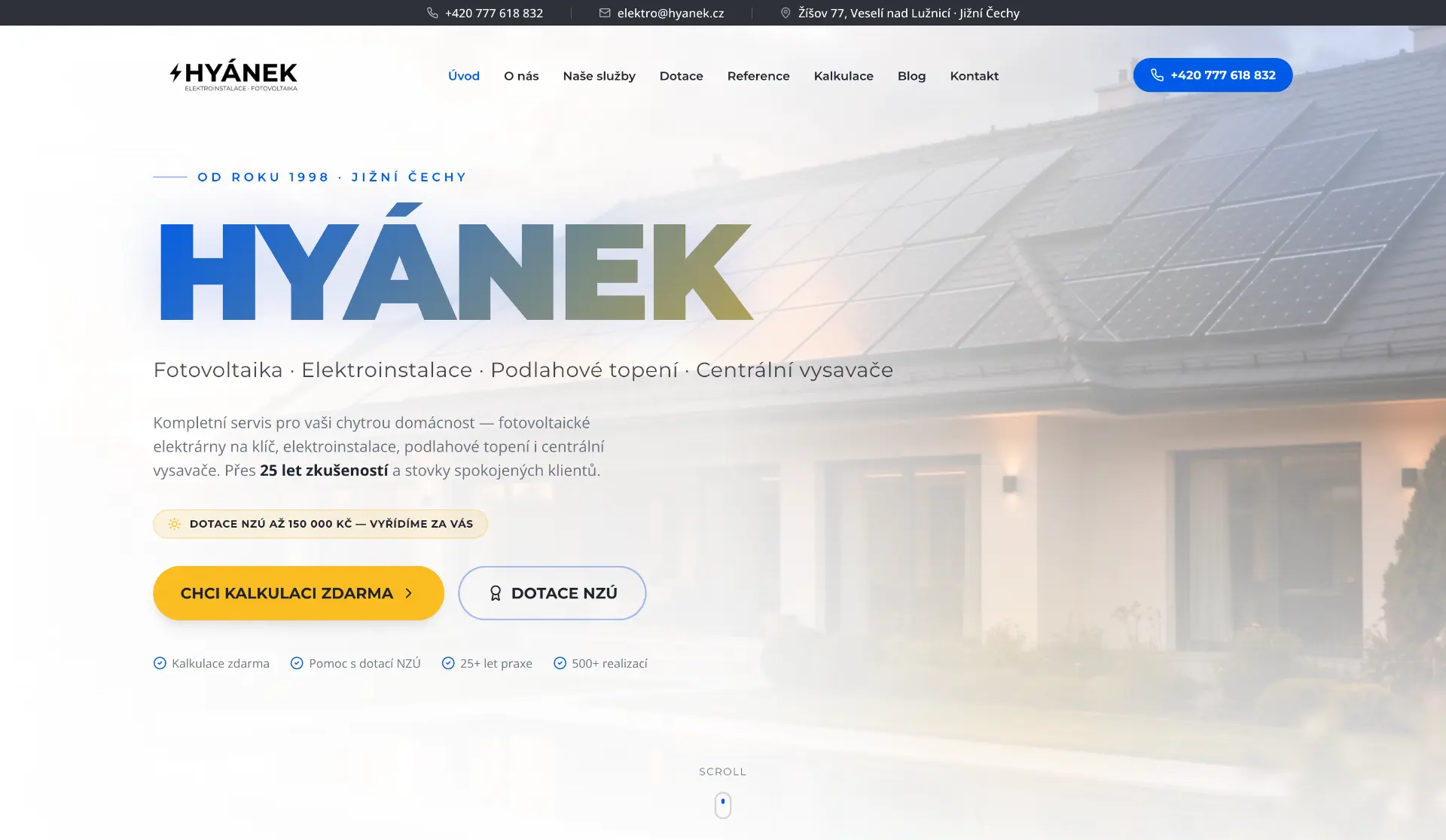 HYÁNEK — fotovoltaika a elektroinstalace