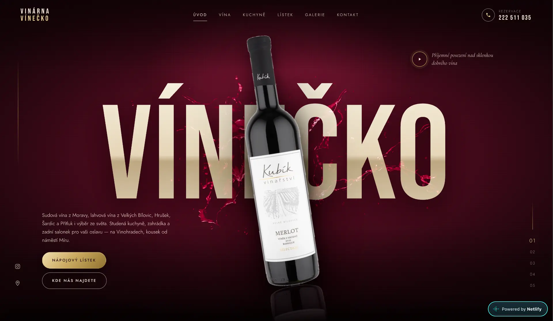 Vinárna Vínečko — hero webu