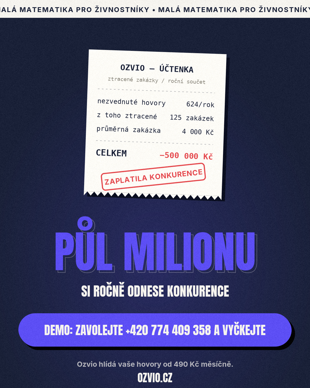 Ozvio — Půl milionu si ročně odnese konkurence